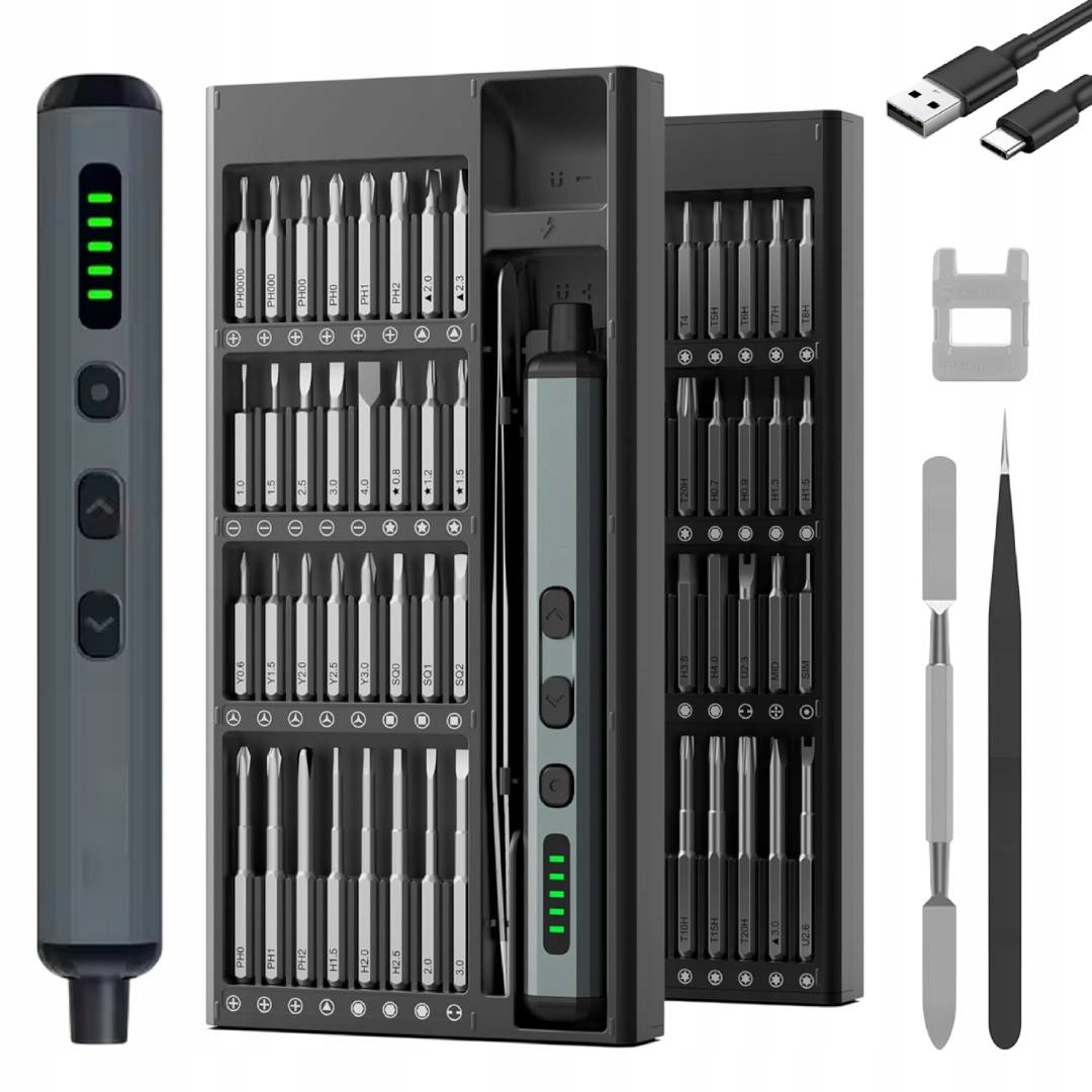 Led Přesný Miniaturní Elektrický Šroubovák 68 V 1, Vysoká Kvalita, Černá Barva
