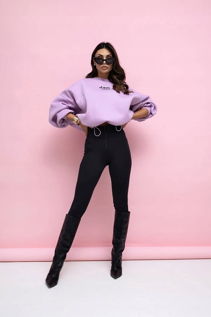 Komplet Dresowy Legginsy Wysoki Stan aszmi Bluza Oversize Fiolet OneSize