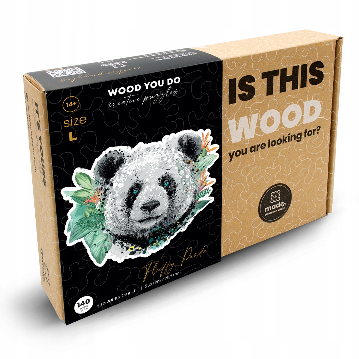 Duża Panda Puzzle Drewniane 140 elementów L Marka WOOD YOU DO