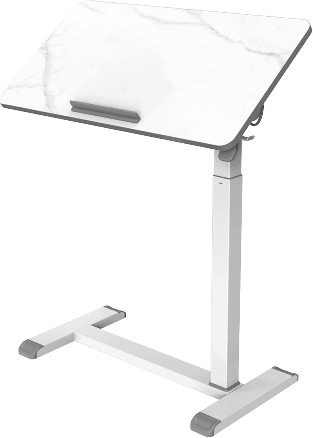 Nastaviteľný počítačový stôl 71-107 cm mobilný, biely Mramor
