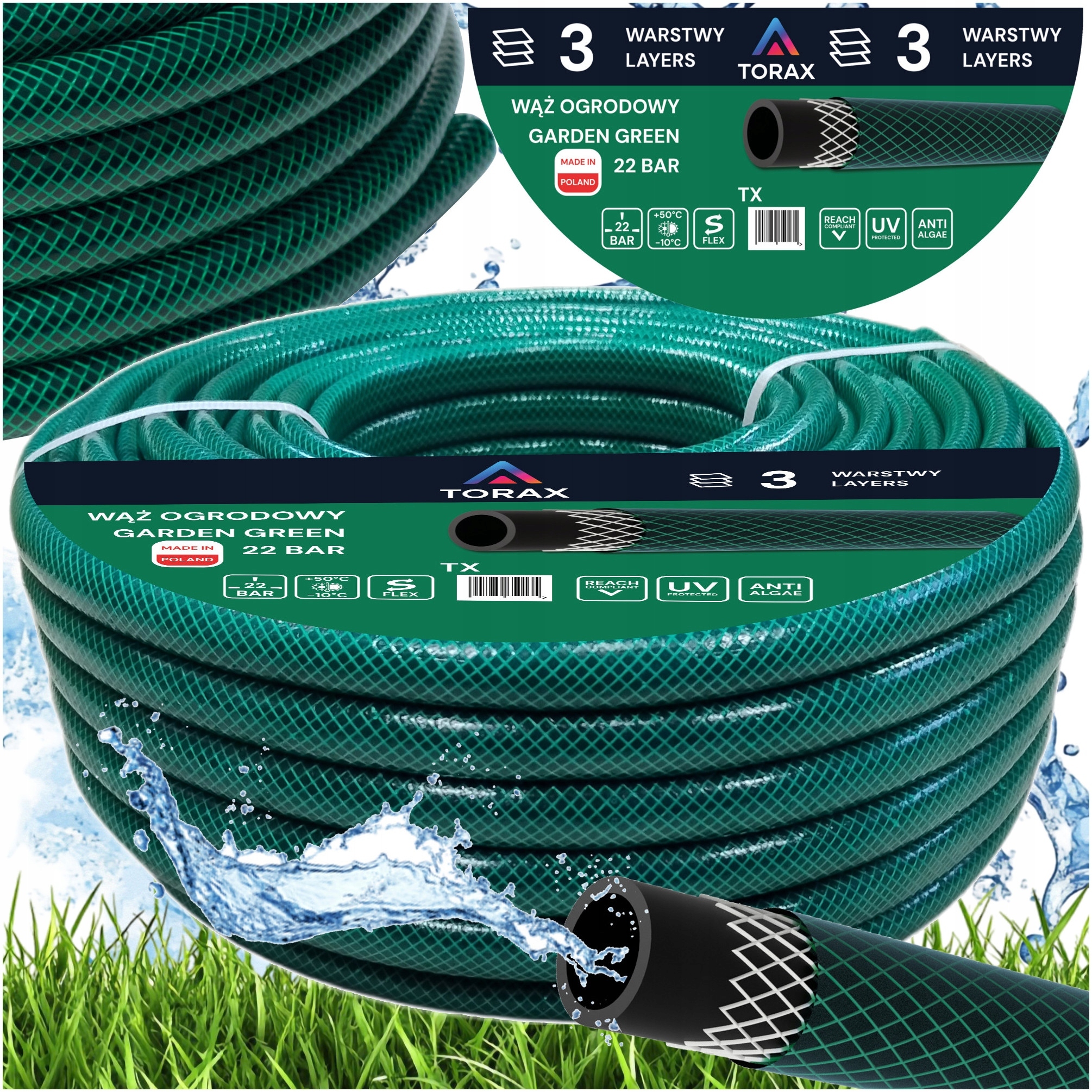 Hadice 3VRSTVÁ 25 Bar 1" 30 M Pro Vydání Flexibilní Polský