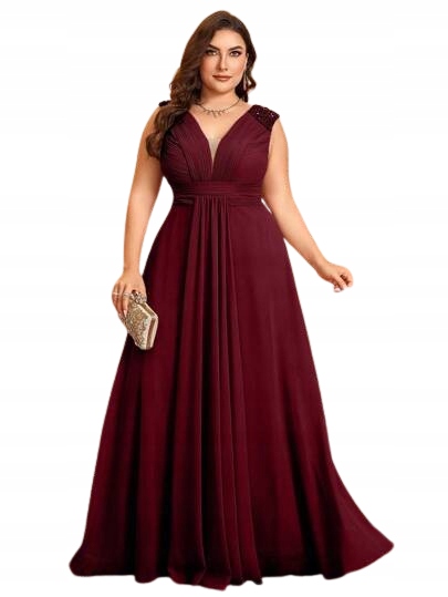 Shein Plus Size Bordó Šaty Maxi S Flitry Na Ramenou 46 1KD