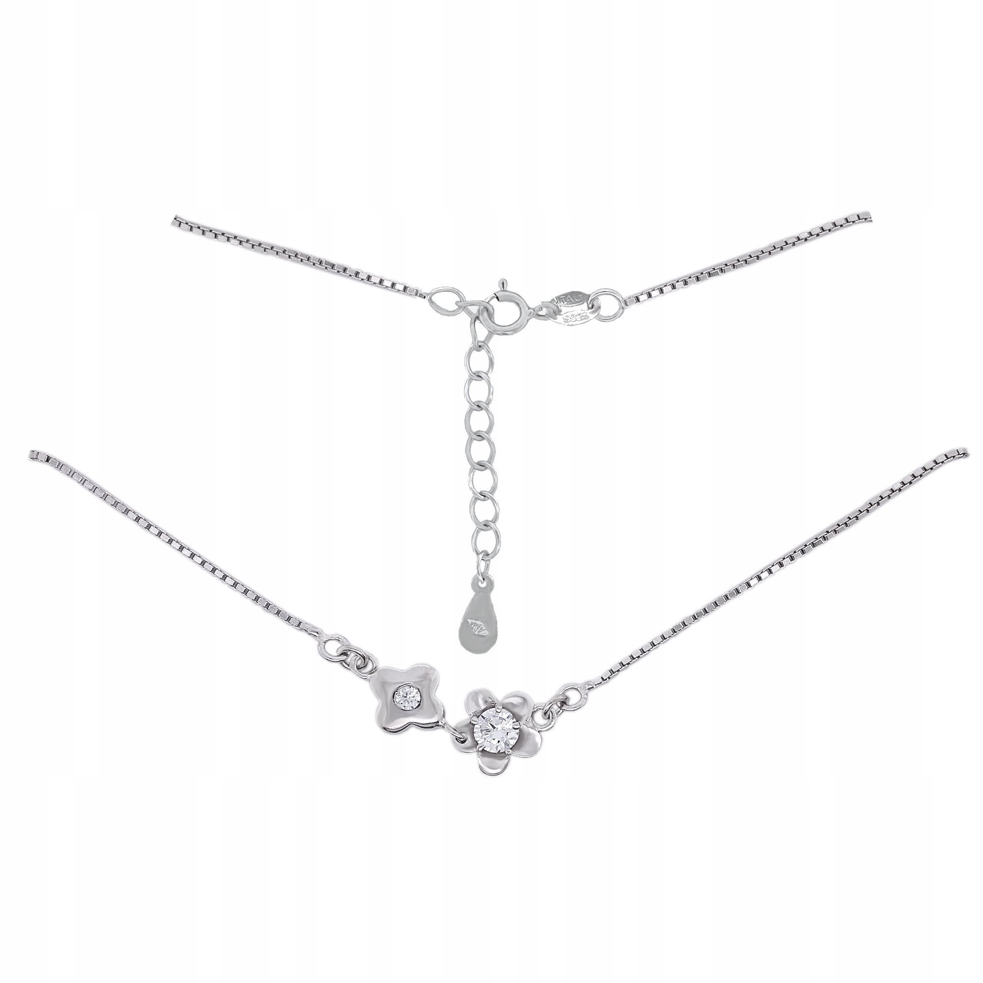 Náhrdelník Ag 925 květina bílé zirkony 120722NS