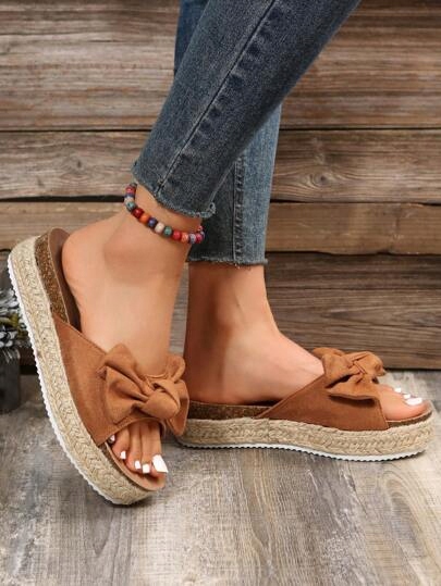 SHEIN ZAMSZOWE ESPADRYLE KLAPKI NA PLATFORMIE Z KOKARDĄ 38 37371 Marka Shein