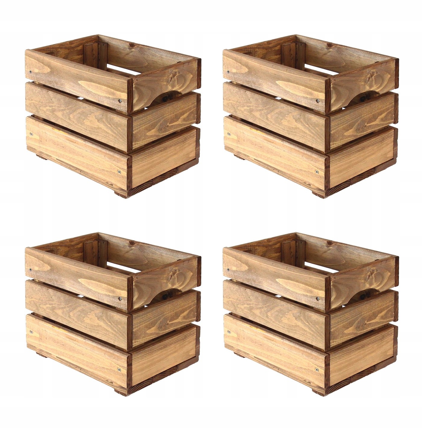 Dřevěné krabice, sada boxů na zeleninu, dřevěná krabička, 4 ks, 30x20
