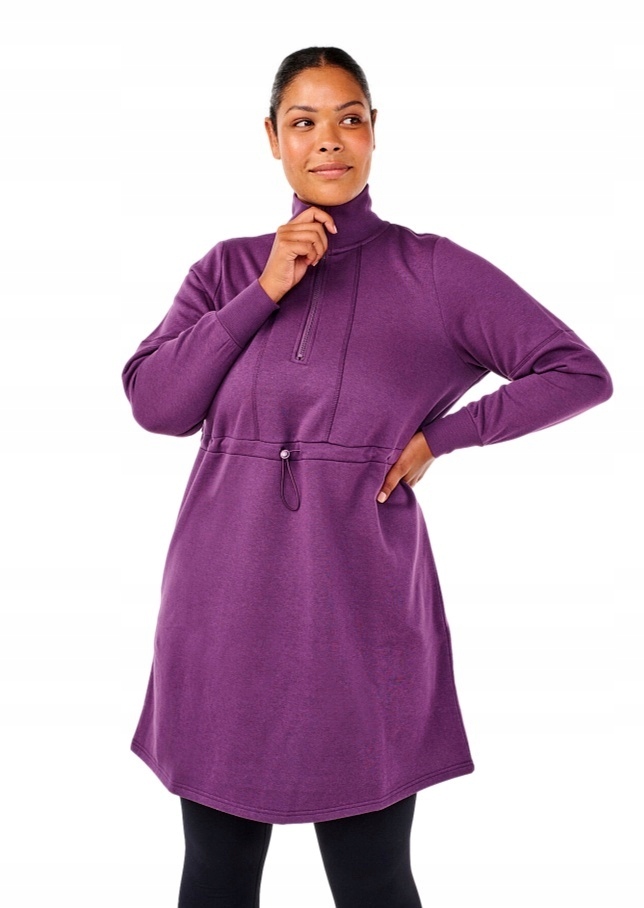 Zizzi Sportovní Fialová Tepláková Tunika Se Zipem 241A 56