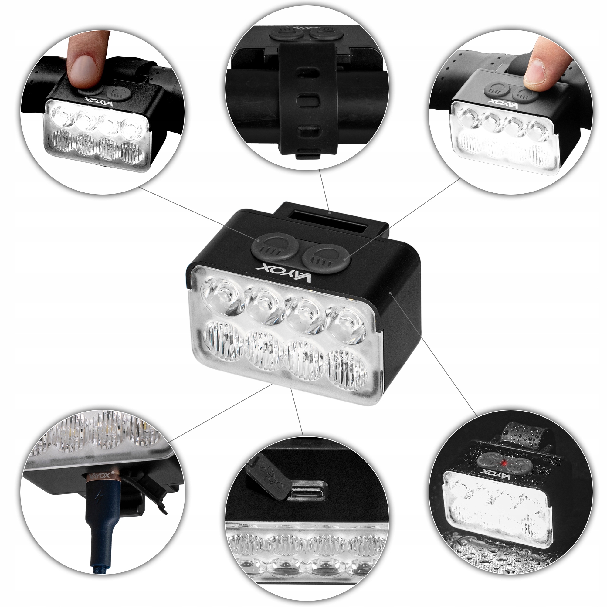 Lampa przednia Vayox VA0151 900lm Usb akumulator