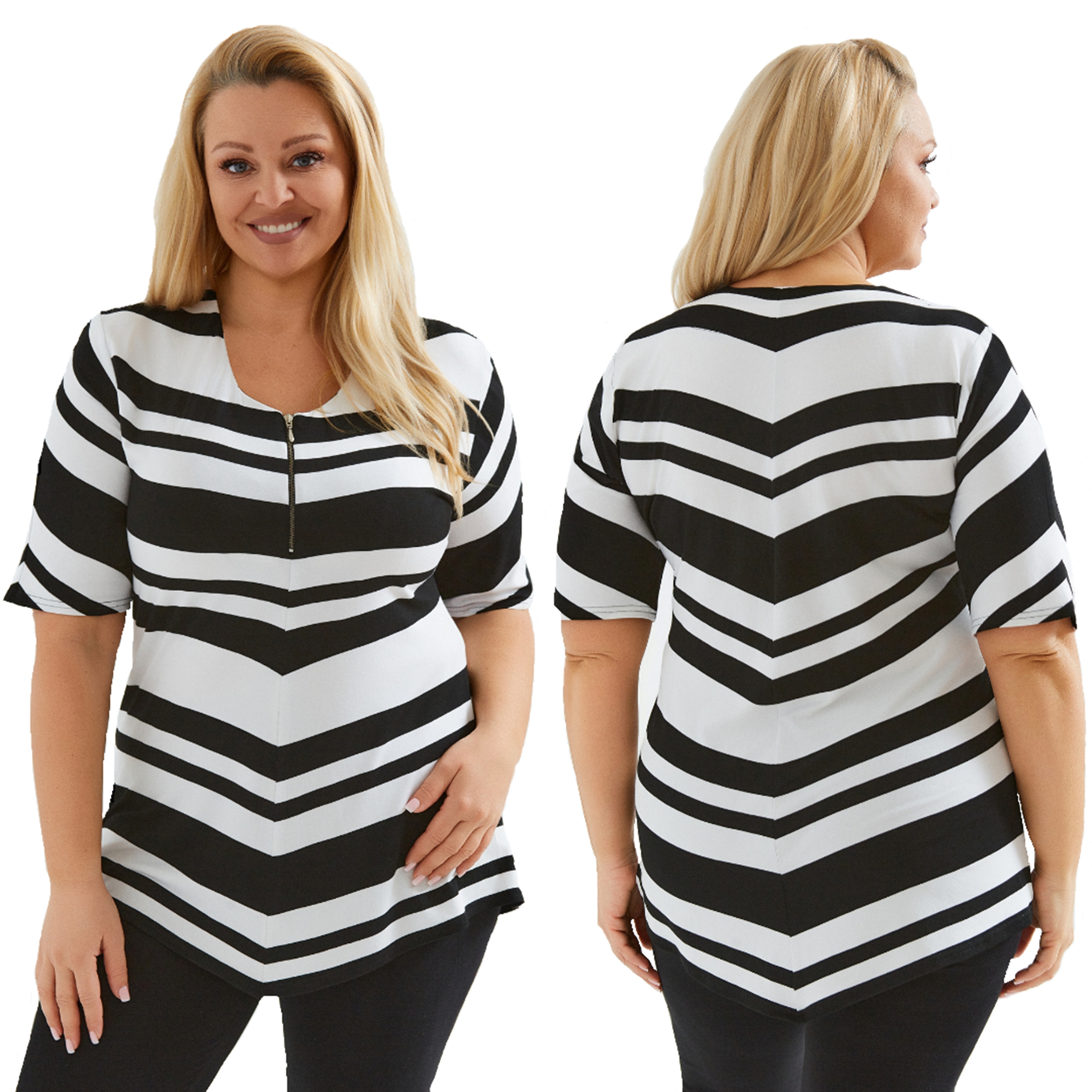 Dámská tunika Velké velikosti Plus Size Krátký rukáv Polský Výrobce