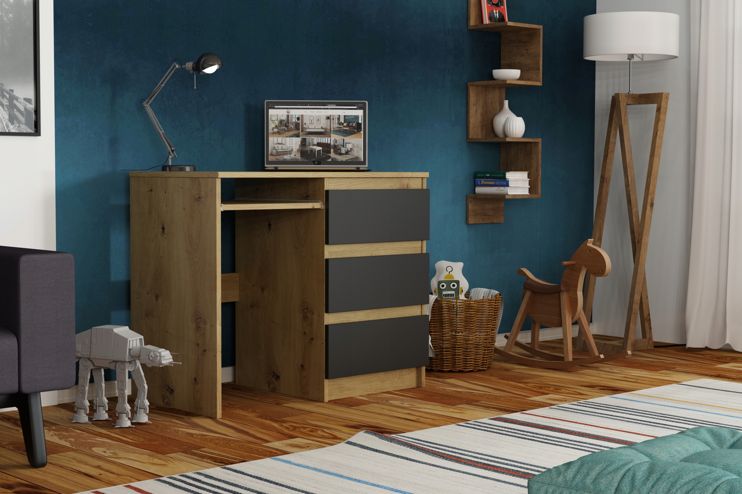 Psací stůl Angulo 90x50 cm do pokoje kanceláře pod Počítač Dub artisan