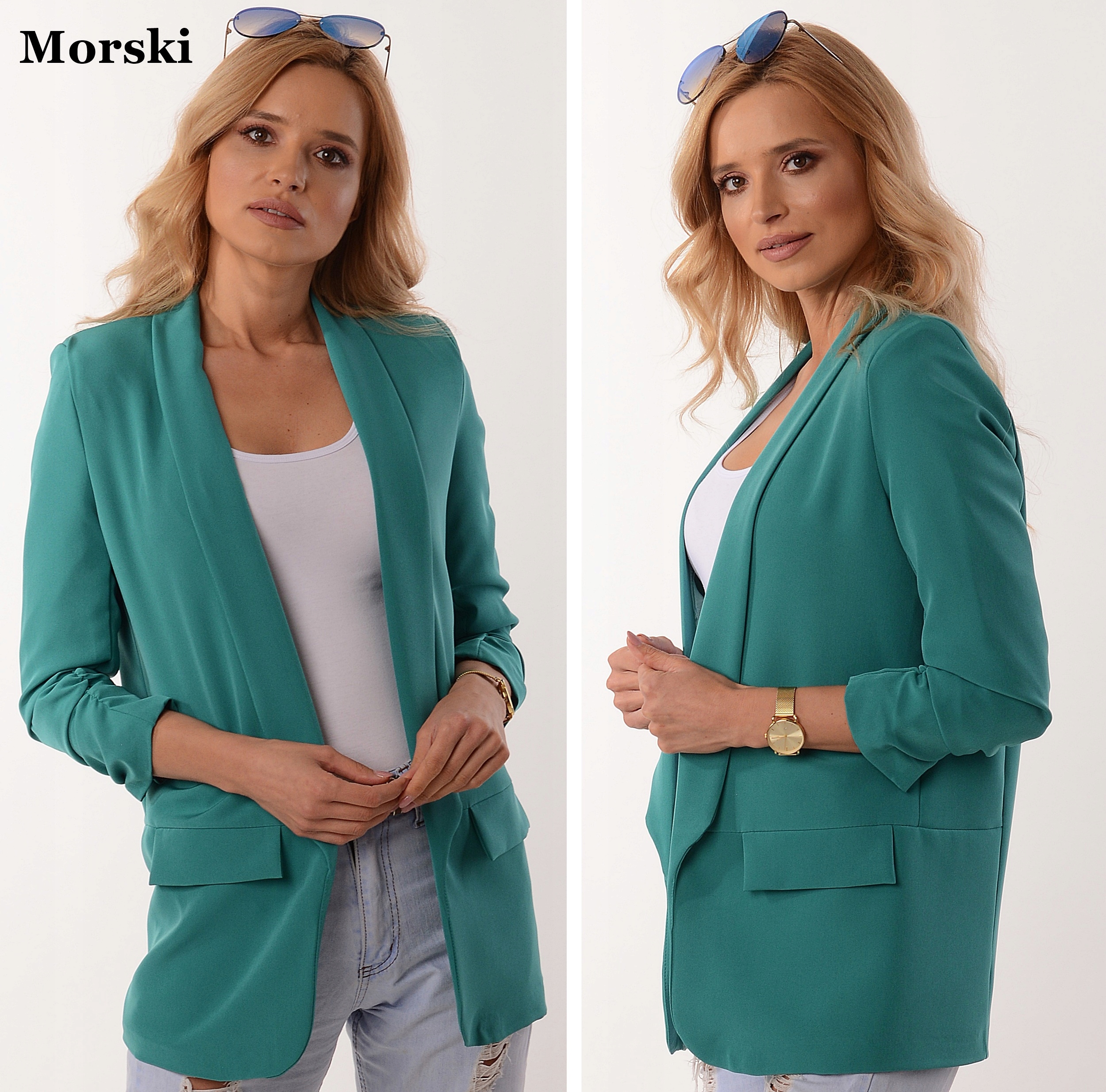 Elegancka MARYNARKA ŻAKIET klapy KOLORY Z1 L/40 Materiał dominujący poliester