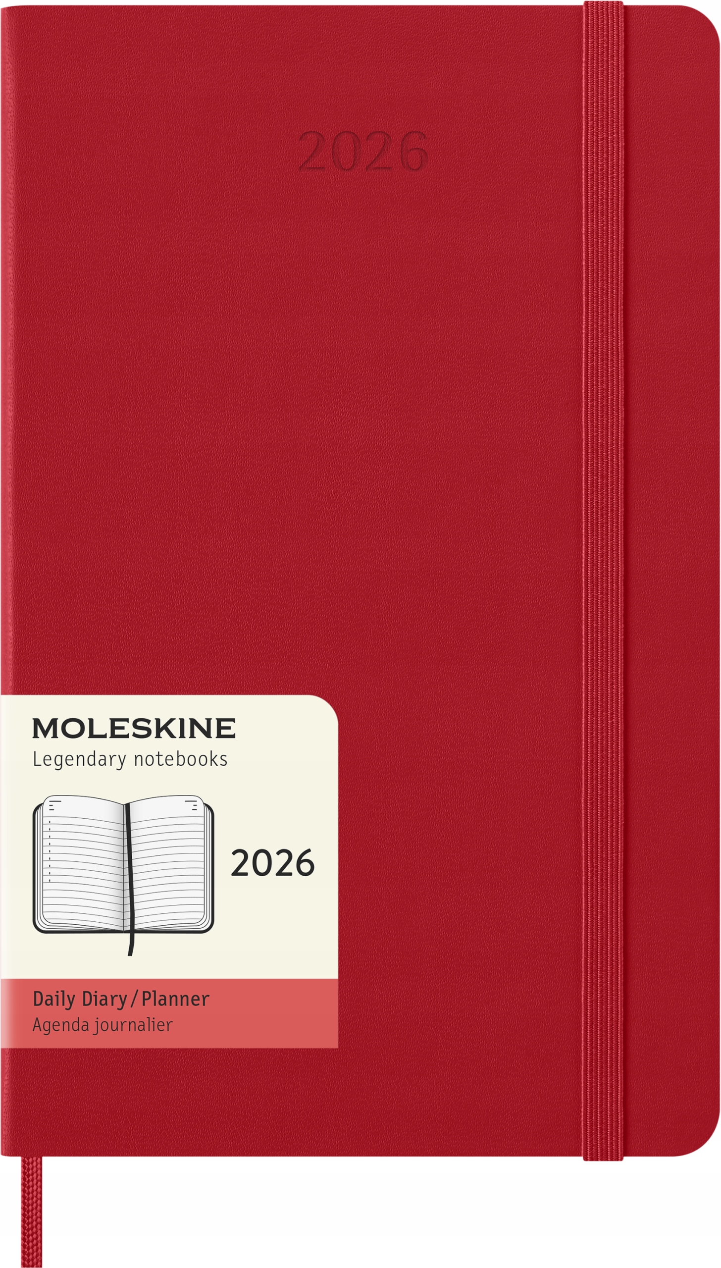 Kalendarz 2026 12M Moleskine L twarda oprawa dzienny Scarlet Red 13x21cm