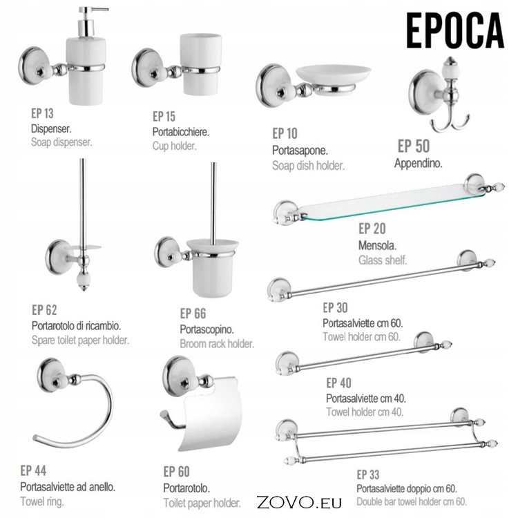 EPOCA Biały Kubek łazienkowy z uchwytem chrom. Kod producenta RE-EP15