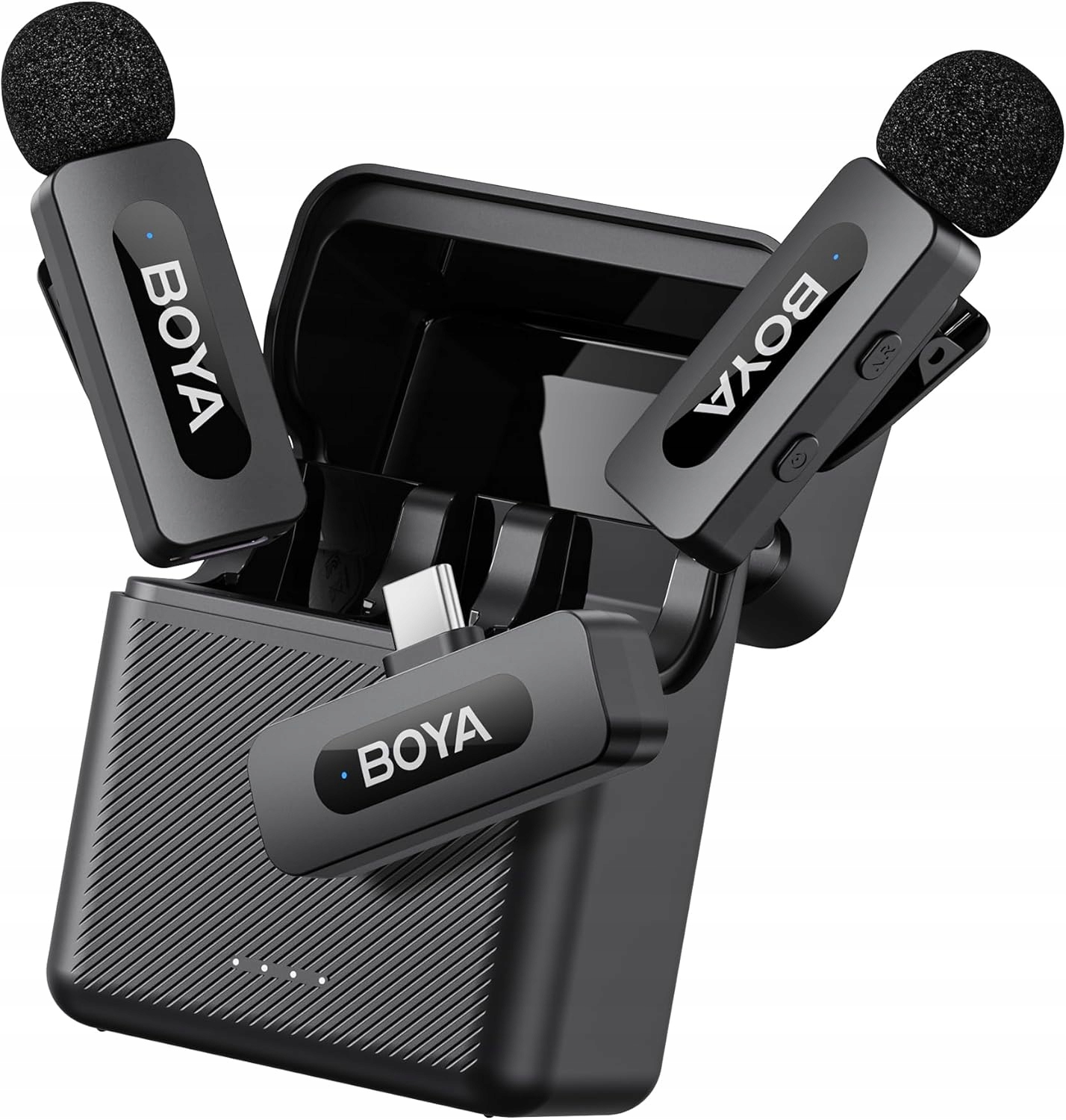 Boya BY-V30 Bezdrátový Mikrofon 2 Kusy Sada S Nabíjecím Pouzdrem Usb C