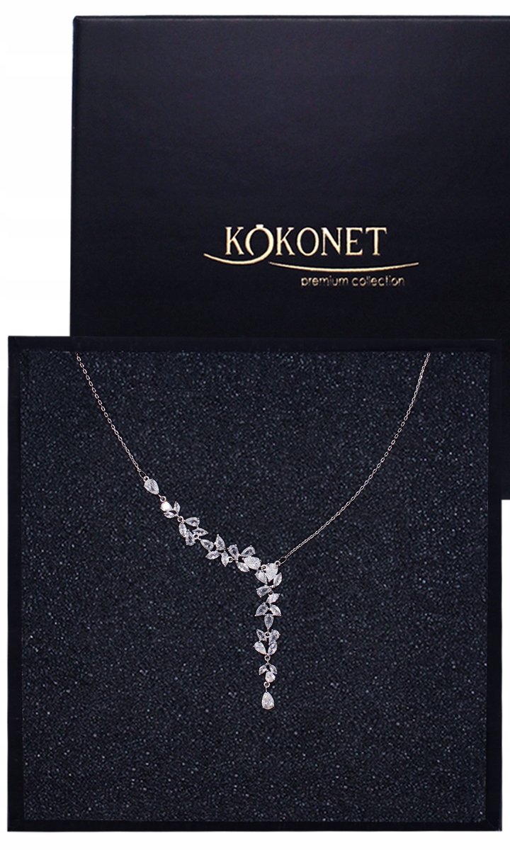 Ozdobný náhrdelník s nesymetrickou kravatou padající do výstřihu V