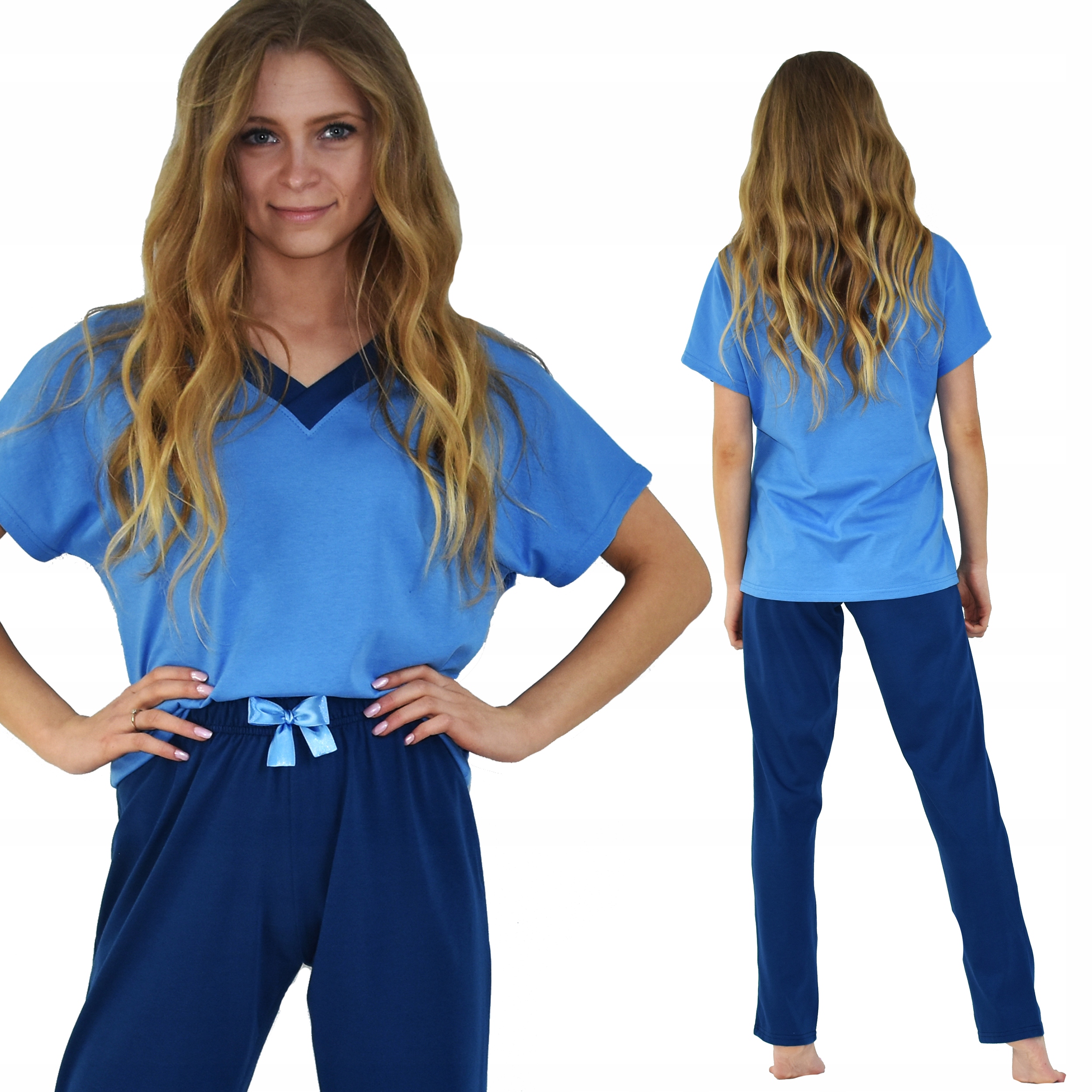 

Klasyczna Piżama Damska w serek luźna M