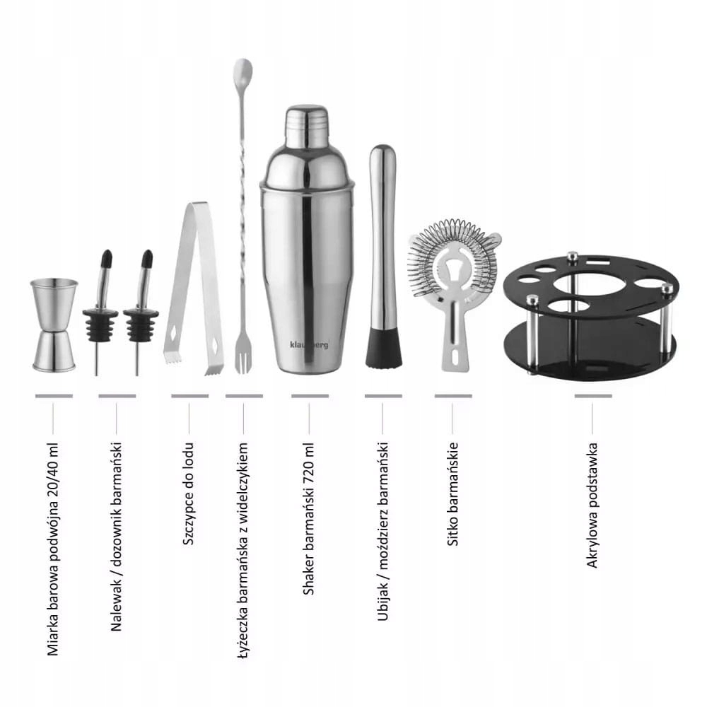 Zestaw barmański 9 elementów Shaker KLAUSBERG KB-7580 srebrny Producent Klausberg