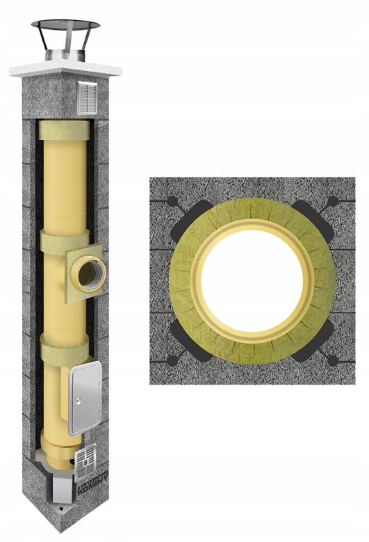 Keramický komínový systém fi 160 14 m, kompletní sada 36 x 36 cm