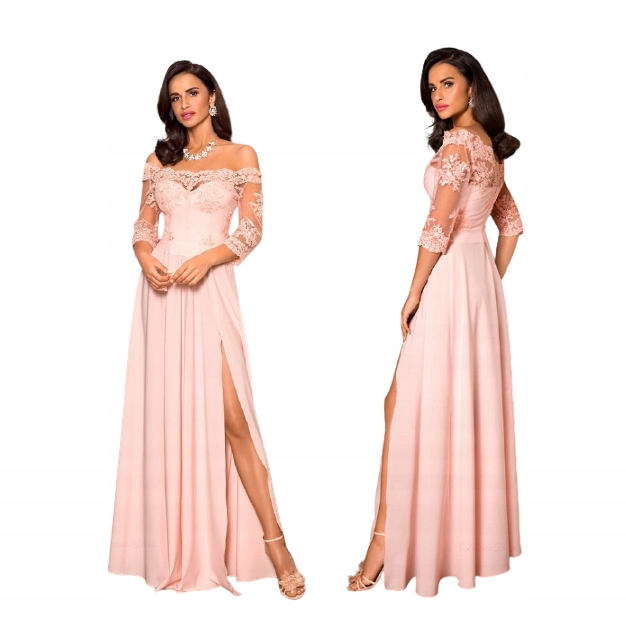 Essa Broskvová Šaty s Krajkovým Vrškem pro svatební hostina Xs