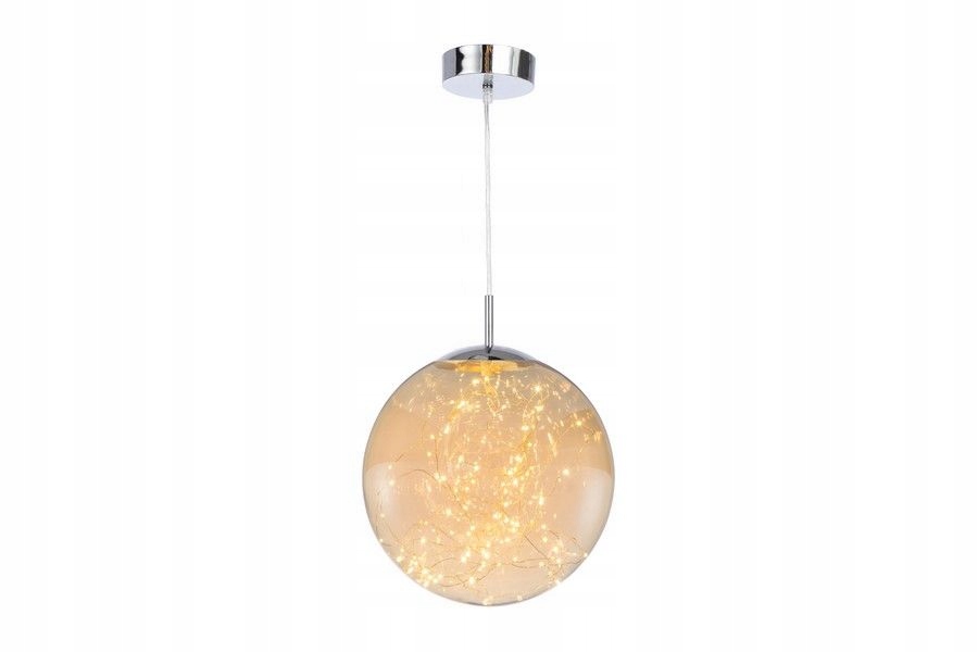 Závesná Led lampa chróm sklenená guľa 30 cm do spálne 3000K Reality