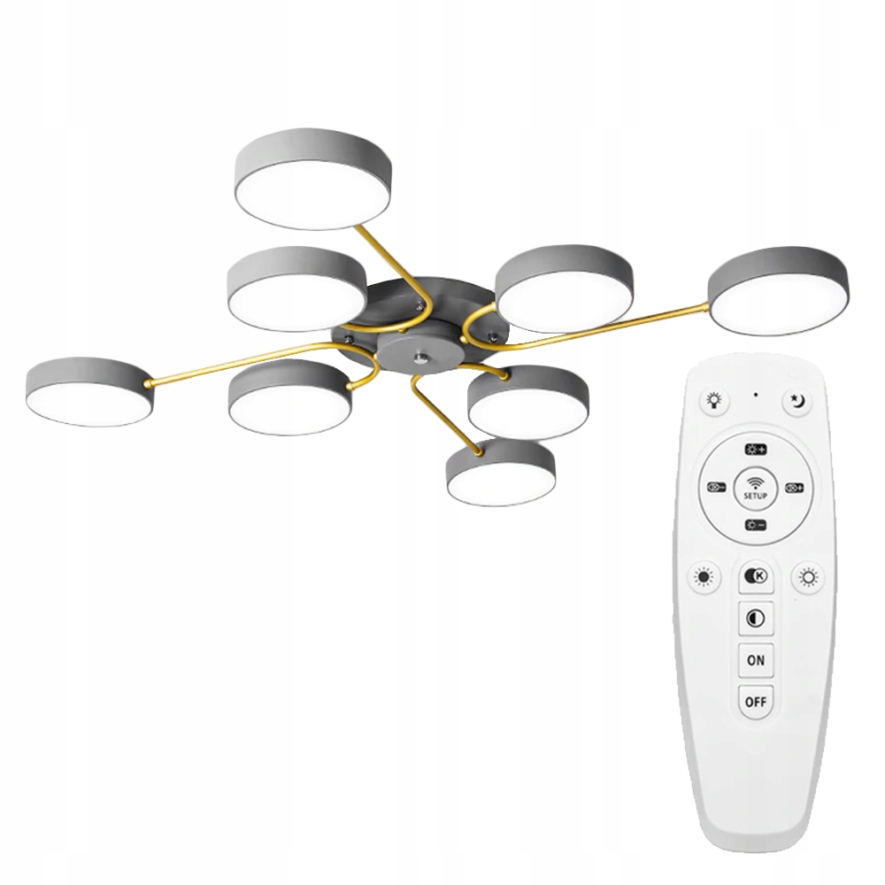 

Lampa Sufitowa Nowoczesna Duża Grey Gold 8 Led