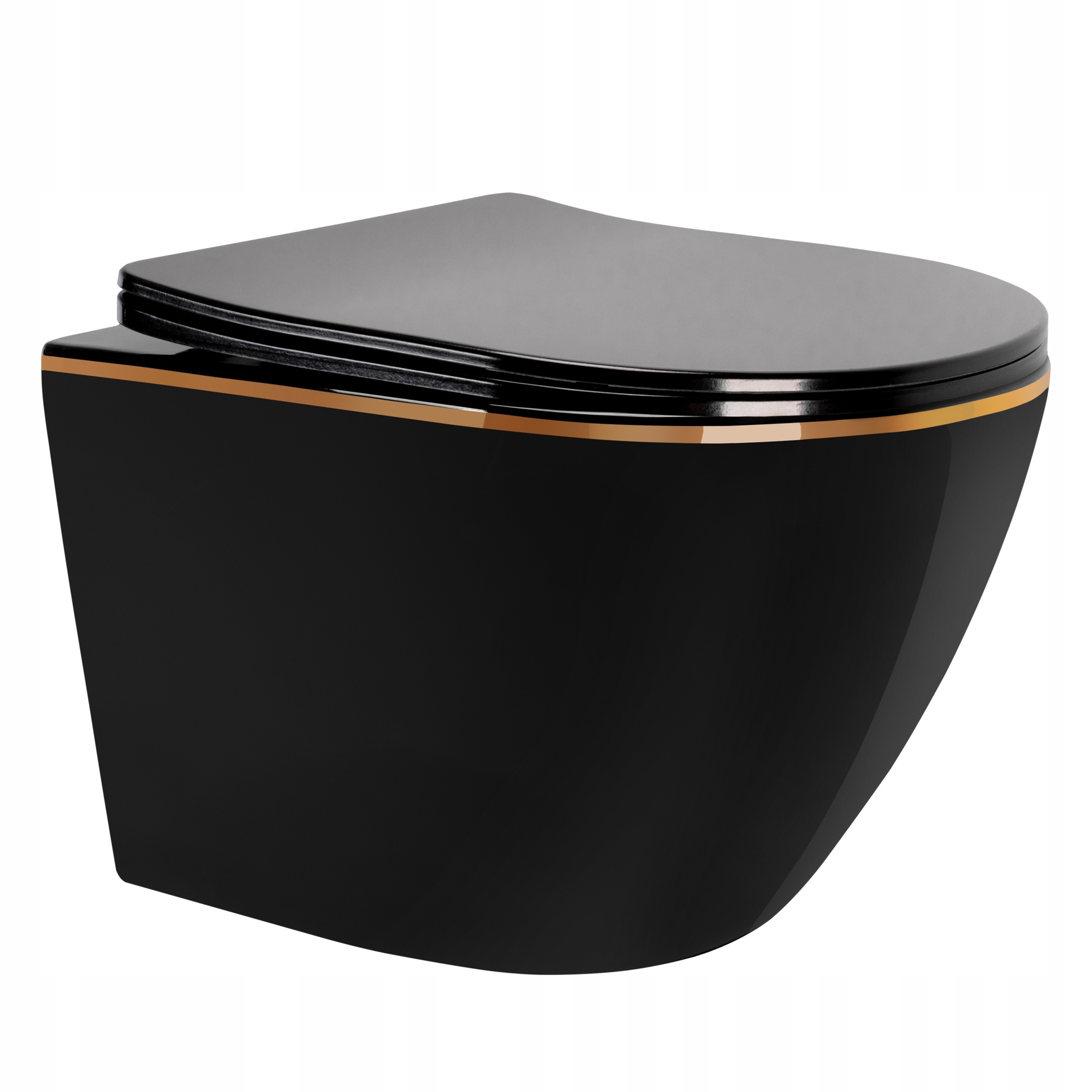 Rea Wc Carlo Mini Rimless Black Gold Edge Závesná Misa