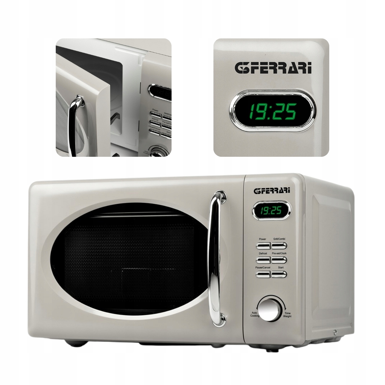 Kuchenka mikrofalowa G3FERRARI G1015502 grey szara z grillem 700W 20L