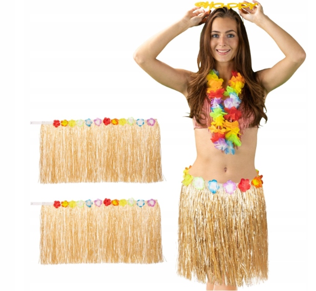 Zestaw 3 spódniczek Hawajskich Hula z kwiatami Hawaje Aloha Damski strój