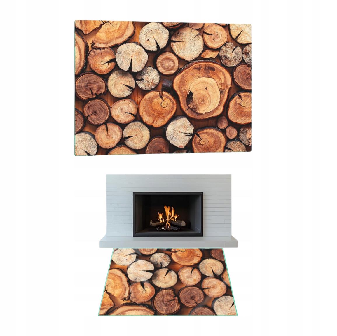 Skleněná Podložka Kalený Krb Koza Rozměr 60x52cm Grafika Dřevo