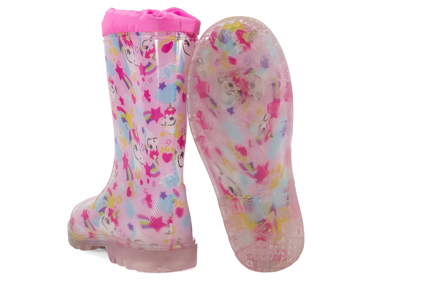 WOJTYŁKO 2G2201R KALOSZE GUMOWCE DZIEWCZĘCE jednorożec różowe Rozmiar 23