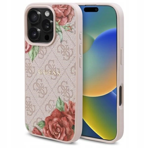 Pouzdro Guess pro Apple iPhone 16 Pro Max hardcase 4G Flowers Print MagSafe růžové
