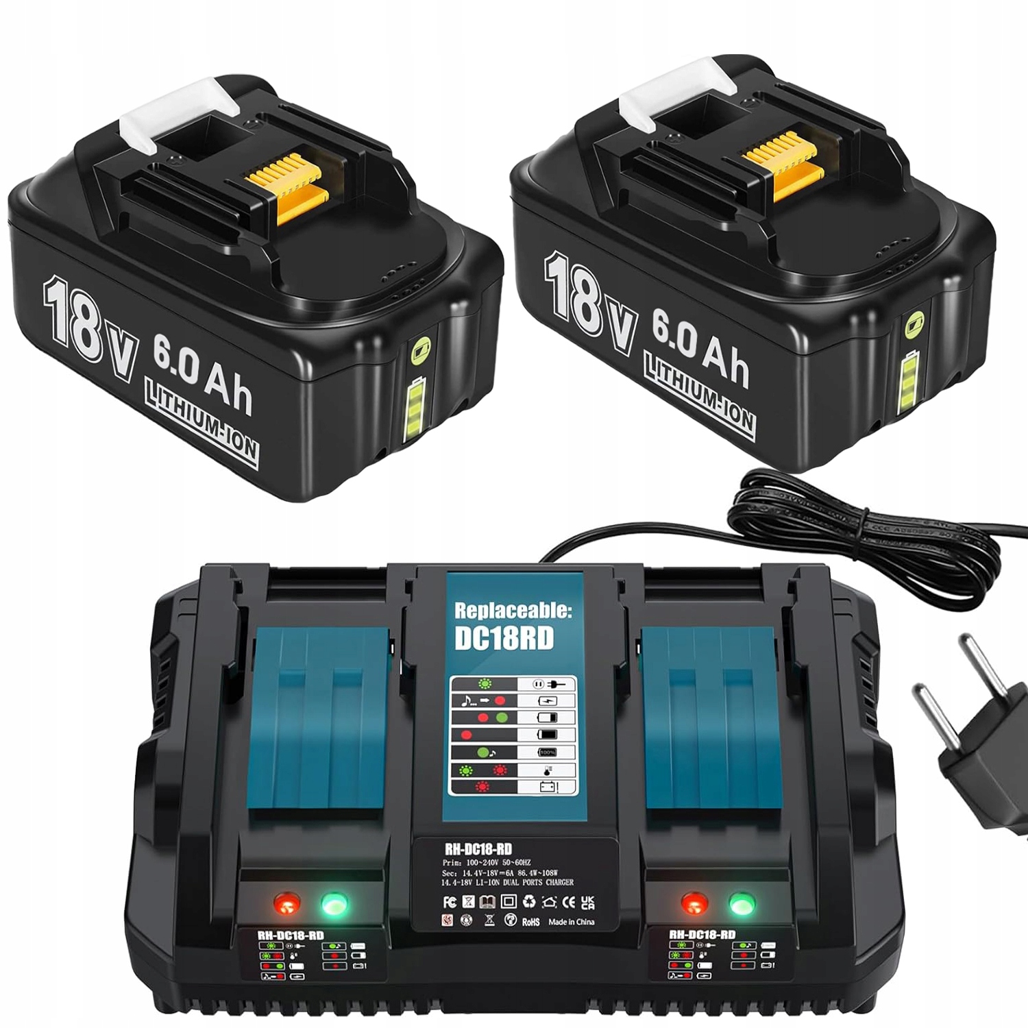 2X Akumulátor 18V BL1850B BL1850 S Rychlonabíječkou, Dlouhá Životnost