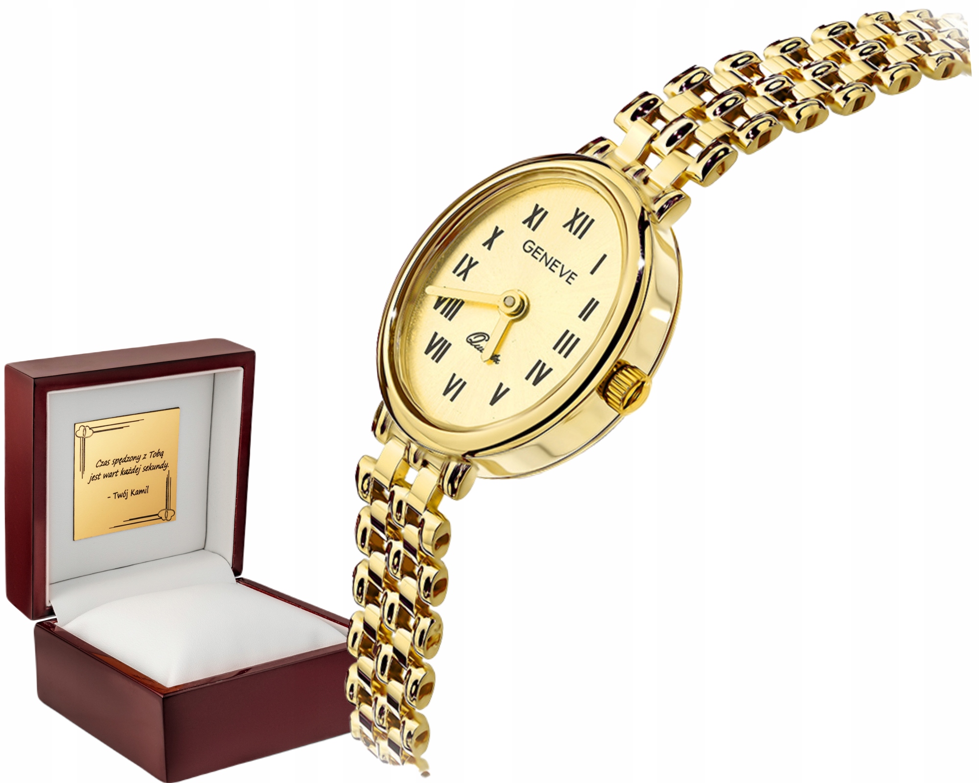 Zlaté hodinky s oválným ciferníkem IX Elegantní Decentní a stylové Zlato 585