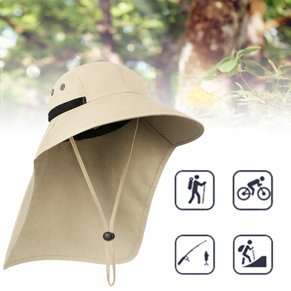 KAPELUSZ PRZECIWSŁONECZNĄ, CZAPKA WĘDKARSKA ANTY-UV Z OCHRONĄ SZYI BEŻOWY Kod producenta CZAPKA WĘDKARSKA Z  OSŁONĄ NA KARK