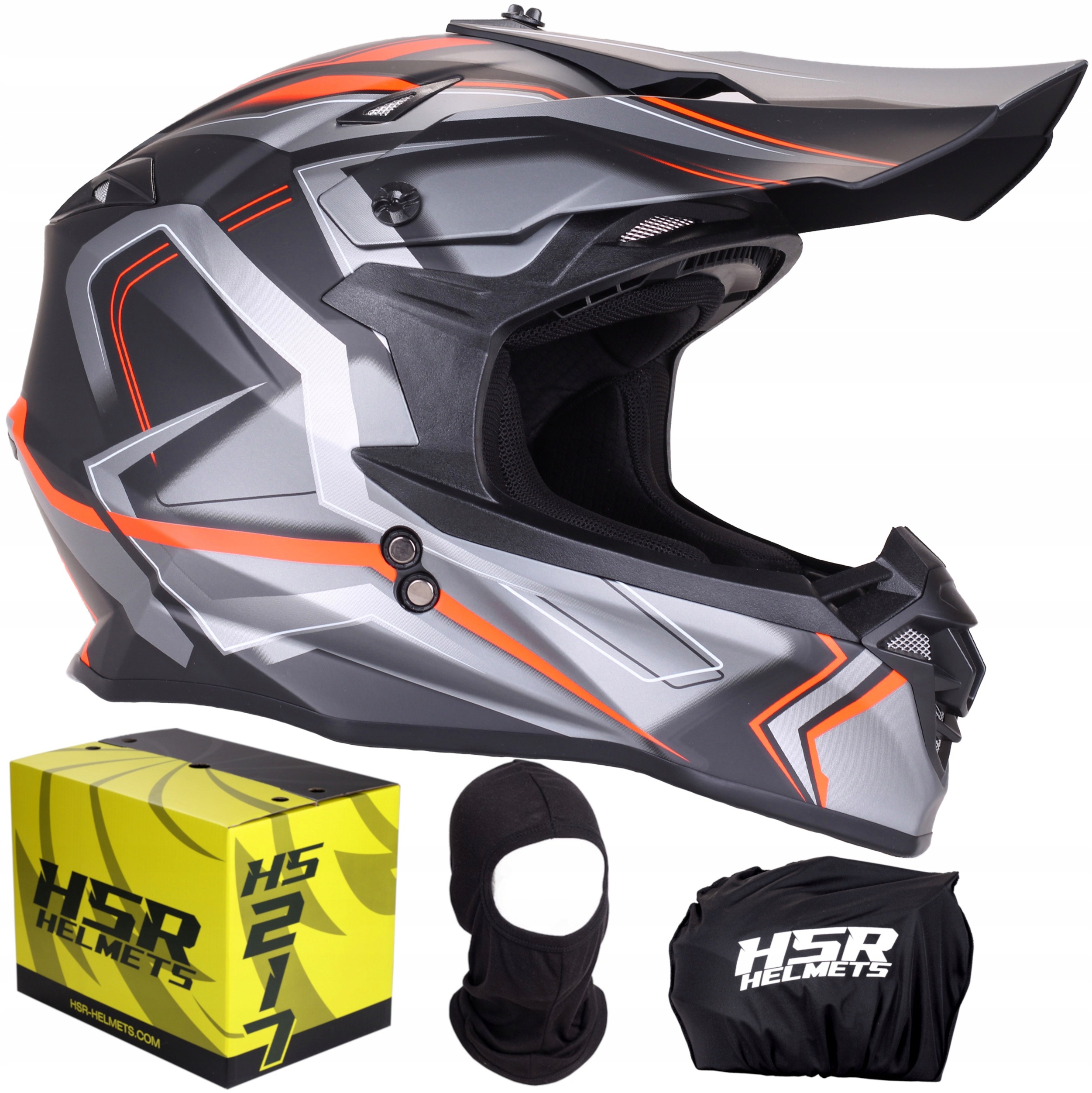 Kask motocyklowy Ece 22.06 cross enduro quad matowy Hsr HS217 S