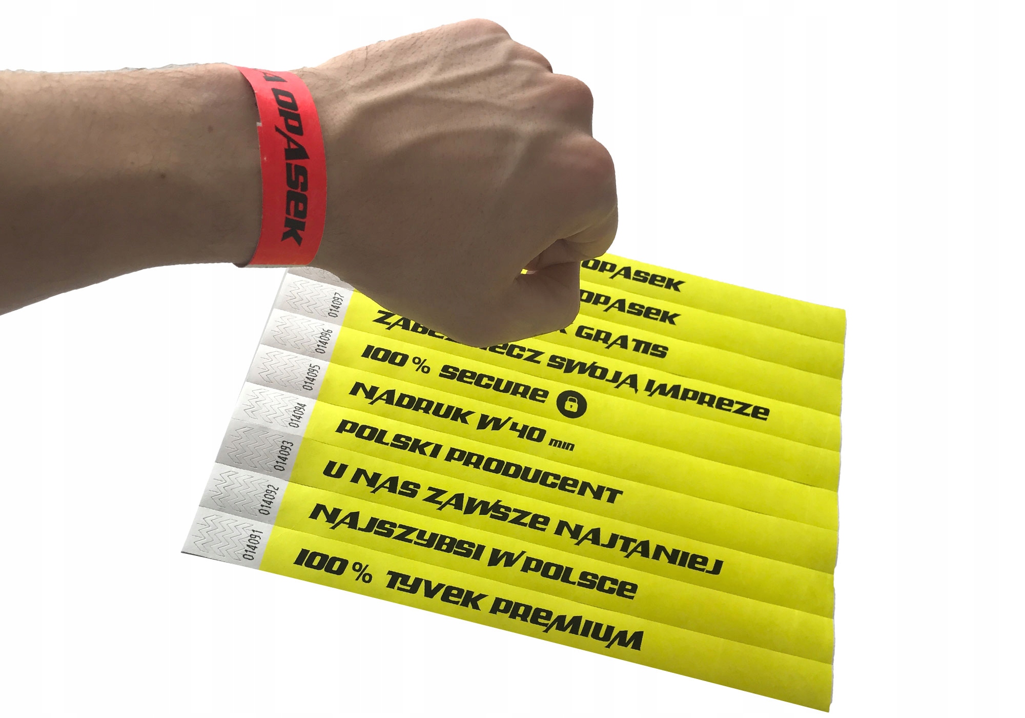 OPASKI NA RĘKĘ TYVEK 19mm - 150 szt. NADRUK GRATIS Długość 25 cm