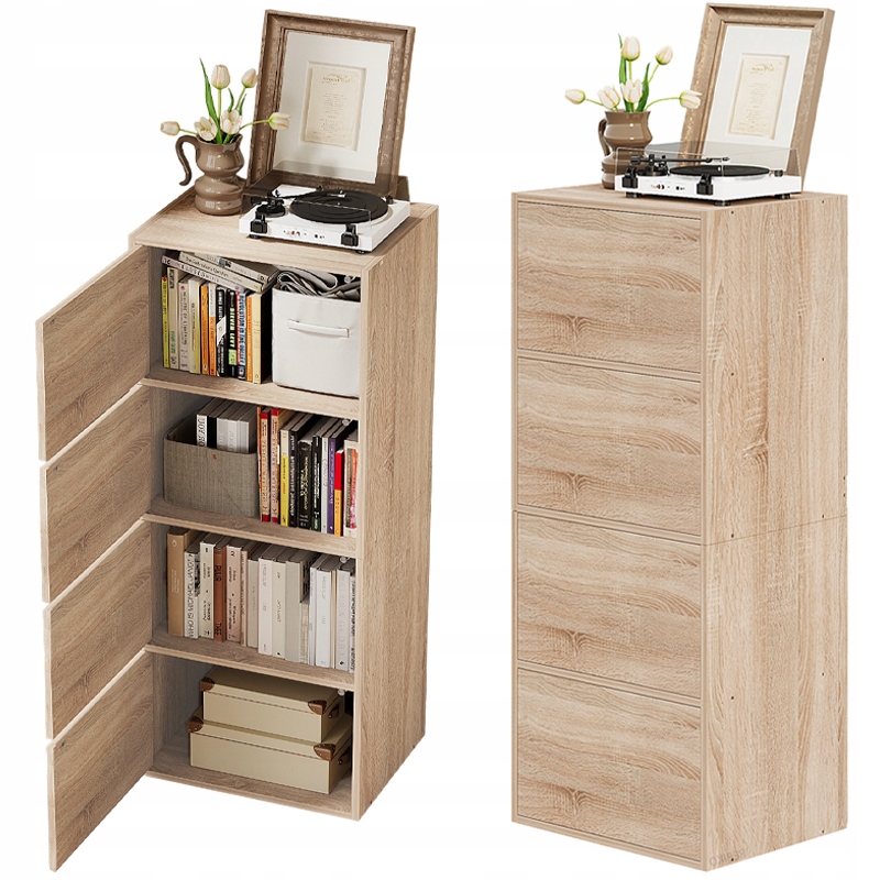 Skrinka S Dverami Svetlý Dub Sonoma Komoda Stojaca Priestranná Loft 120 CM