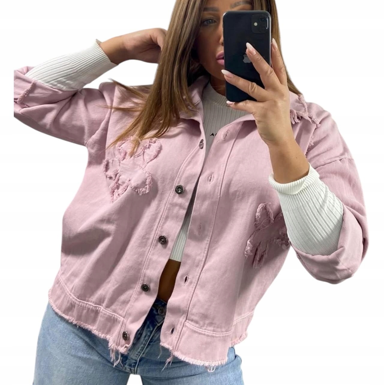 K309 Jednořadá Bavlněná Bunda Katana Růžová vel. 44 (2XL)