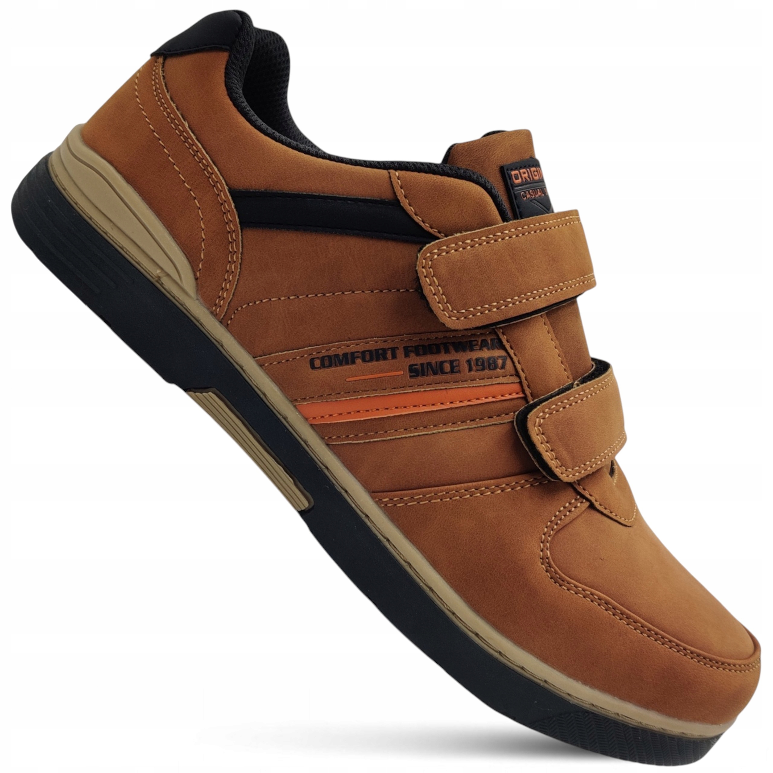 Buty Męskie Badoxx Sportowe Na Rzepy Solidne Casual Sneakersy Camel r42