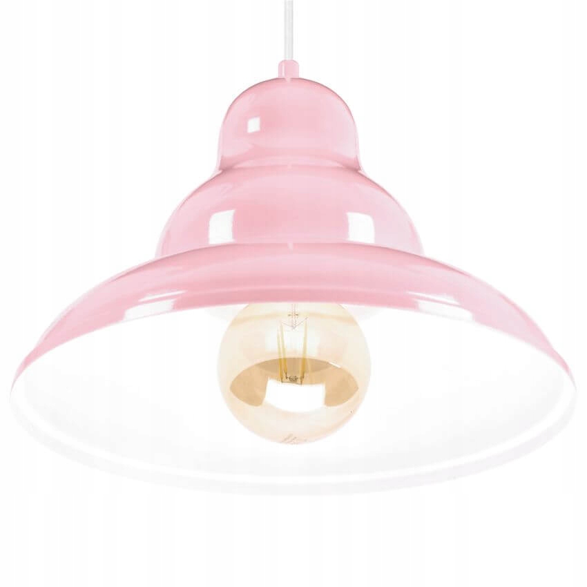 Bulma Industriální Kovová Závěsná Lampa Loft Růžová 1xE27