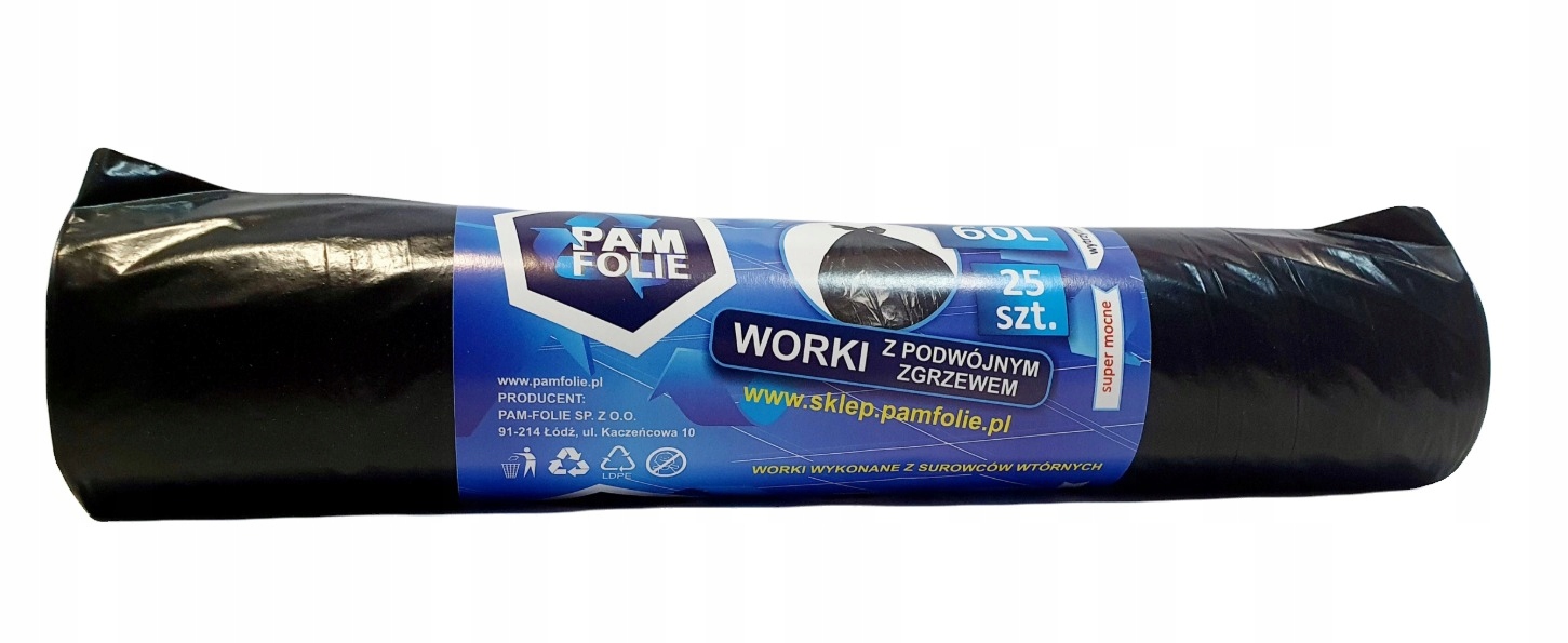 

Czarne Mocne worki na śmieci 60L x 25 szt.