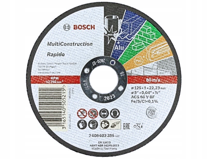 

Tarcza Korundowa MultiConstruction 125/1,0mm Bosch