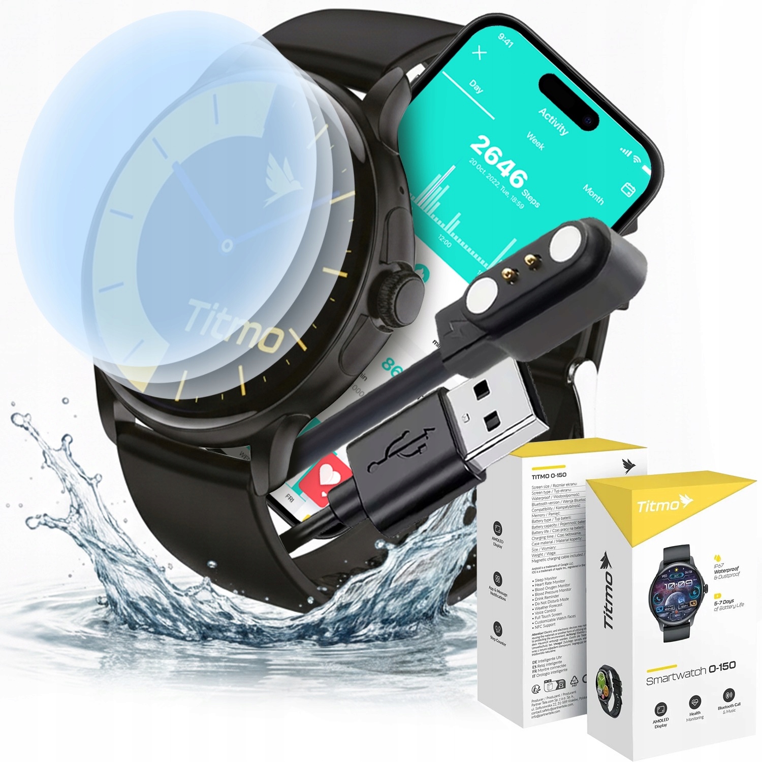 Chytré Hodinky Pánské vodotěsné hodinky pro ženy Černé Sport Amoled 3x Sklo