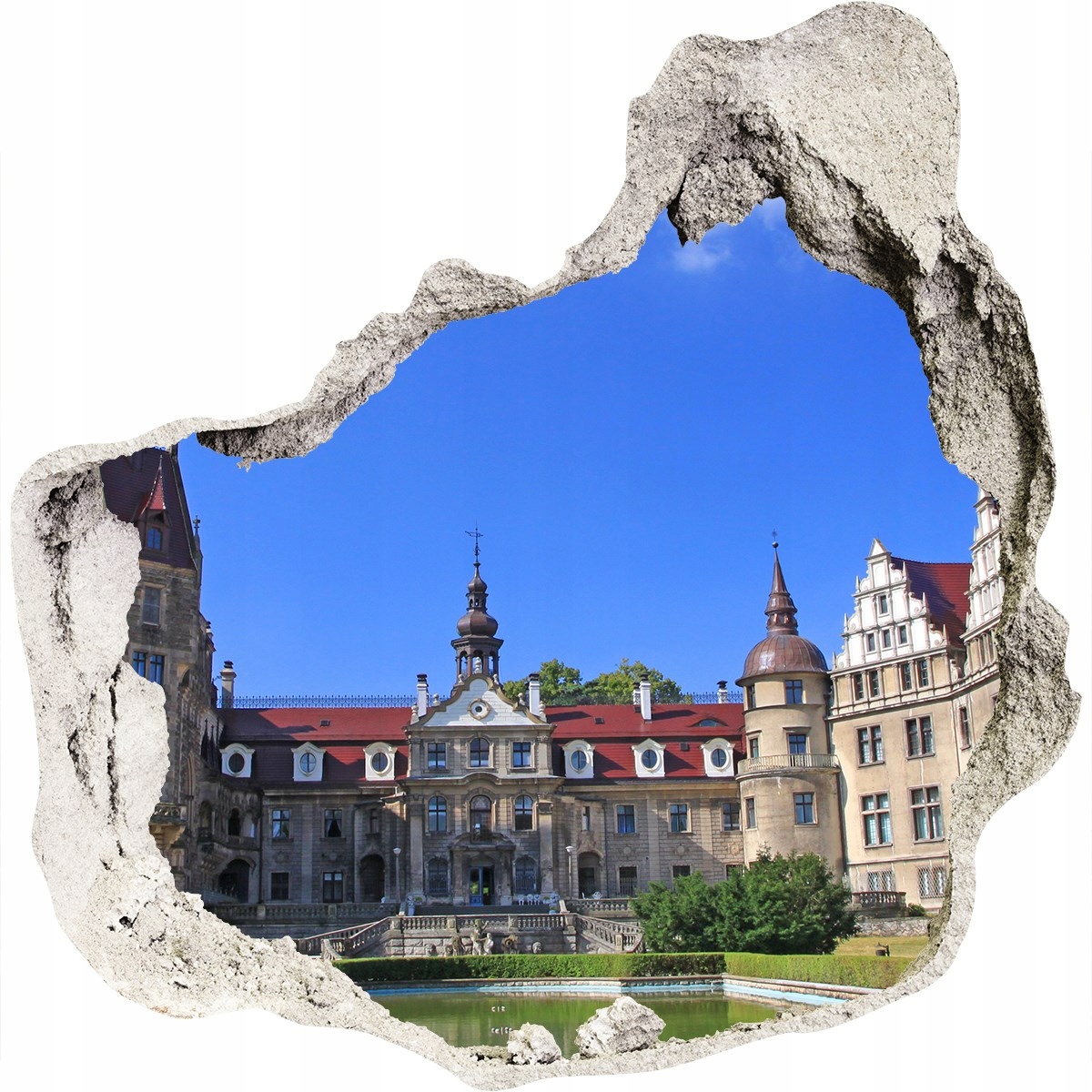 

Fototapeta dziura na ścianę 3d Zamek Moszna Polska