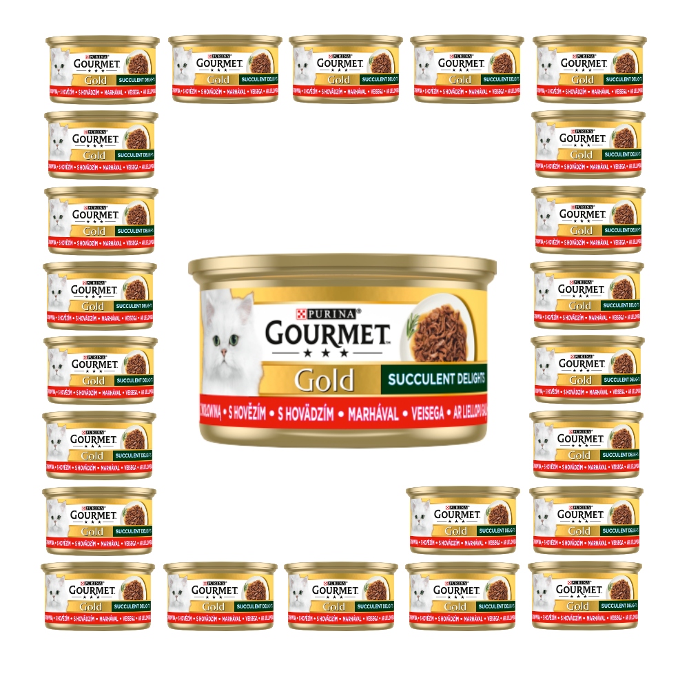 Levně Gourmet Gold Succulent Krmivo pro kočky s hovězím masem 24 x 85 g
