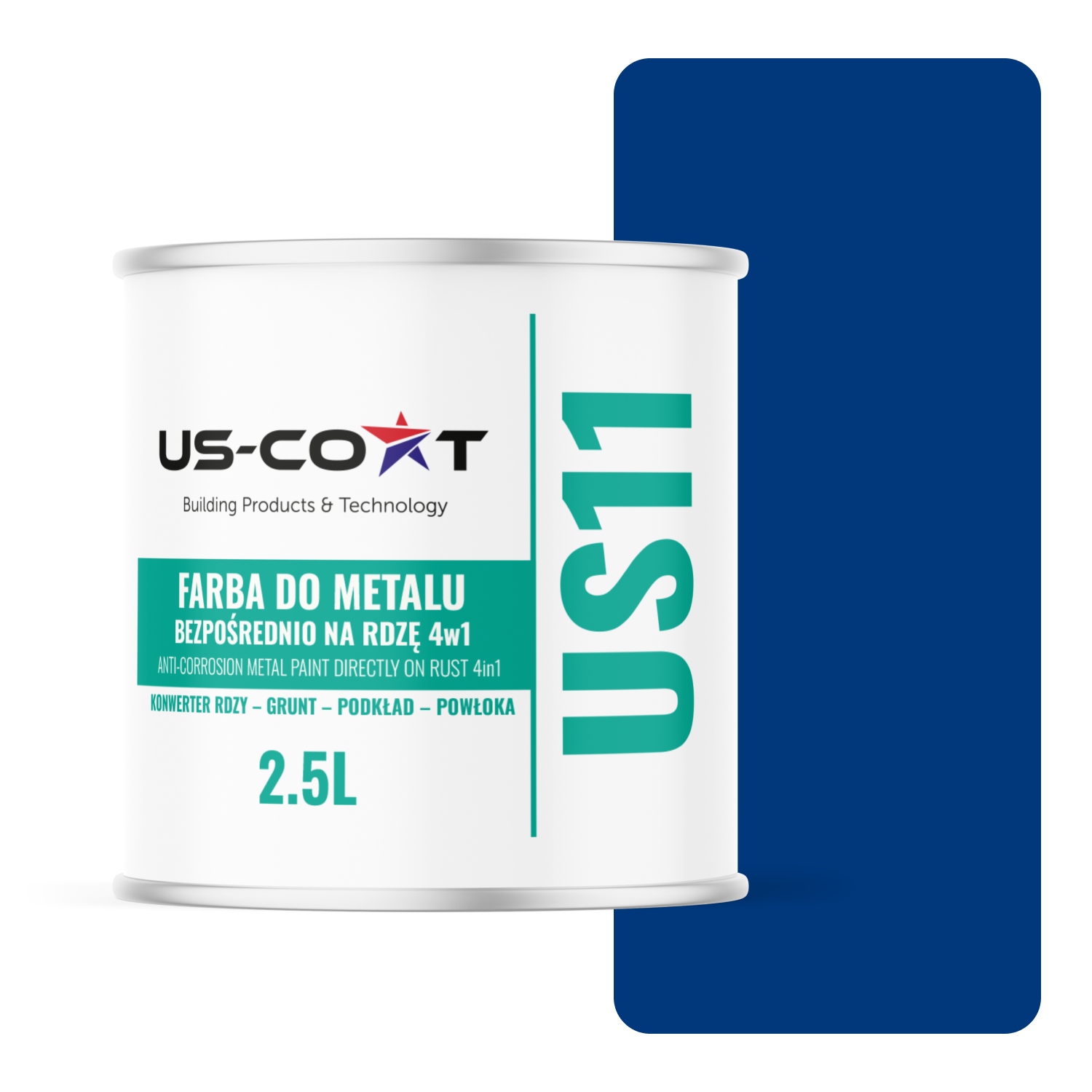 Farba Na Kov Na Hrdzu Pozinkovaná 4v1 Modrá Ultramaryna RAL5002 Polomat 2,5L