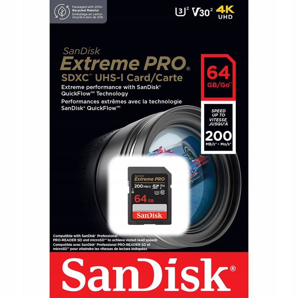 

Karta Sandisk Extreme Pro 64GB Sdxc 200 MB/s V30