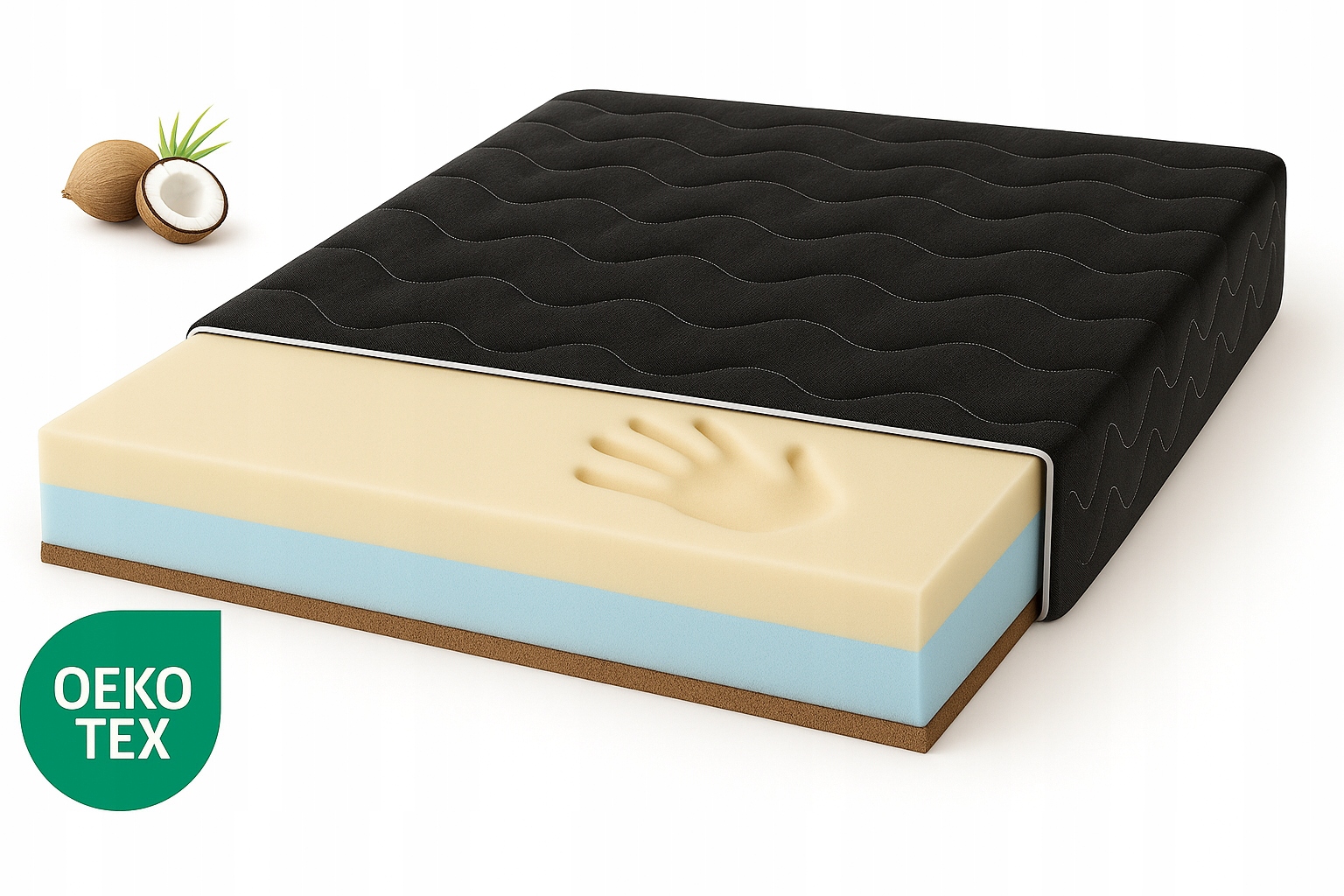 Matrace Visco Kokos 80x185 Hr Černá Vysoce elastická pěnová pěna