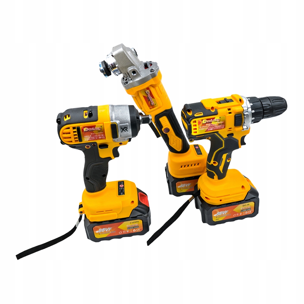 Velká Sada Elektrického Nářadí 3V1 Úhlová Bruska Příklepový Klíč Šroubovák