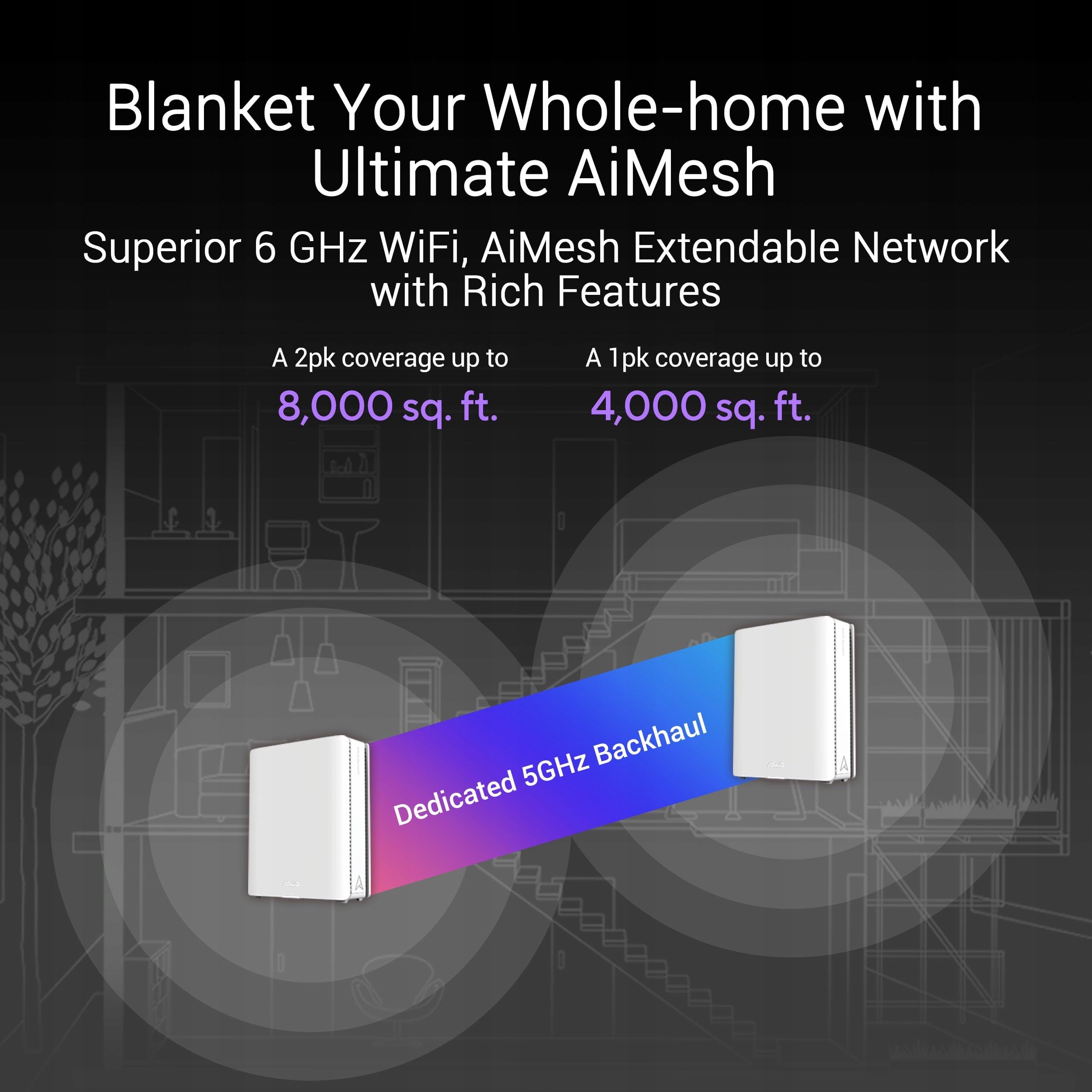 ASUS ZenWiFi BQ16 Router Mesh WiFi7 Quad Band 370m2 10G IoT VPN 4G 5G — miniatura 2