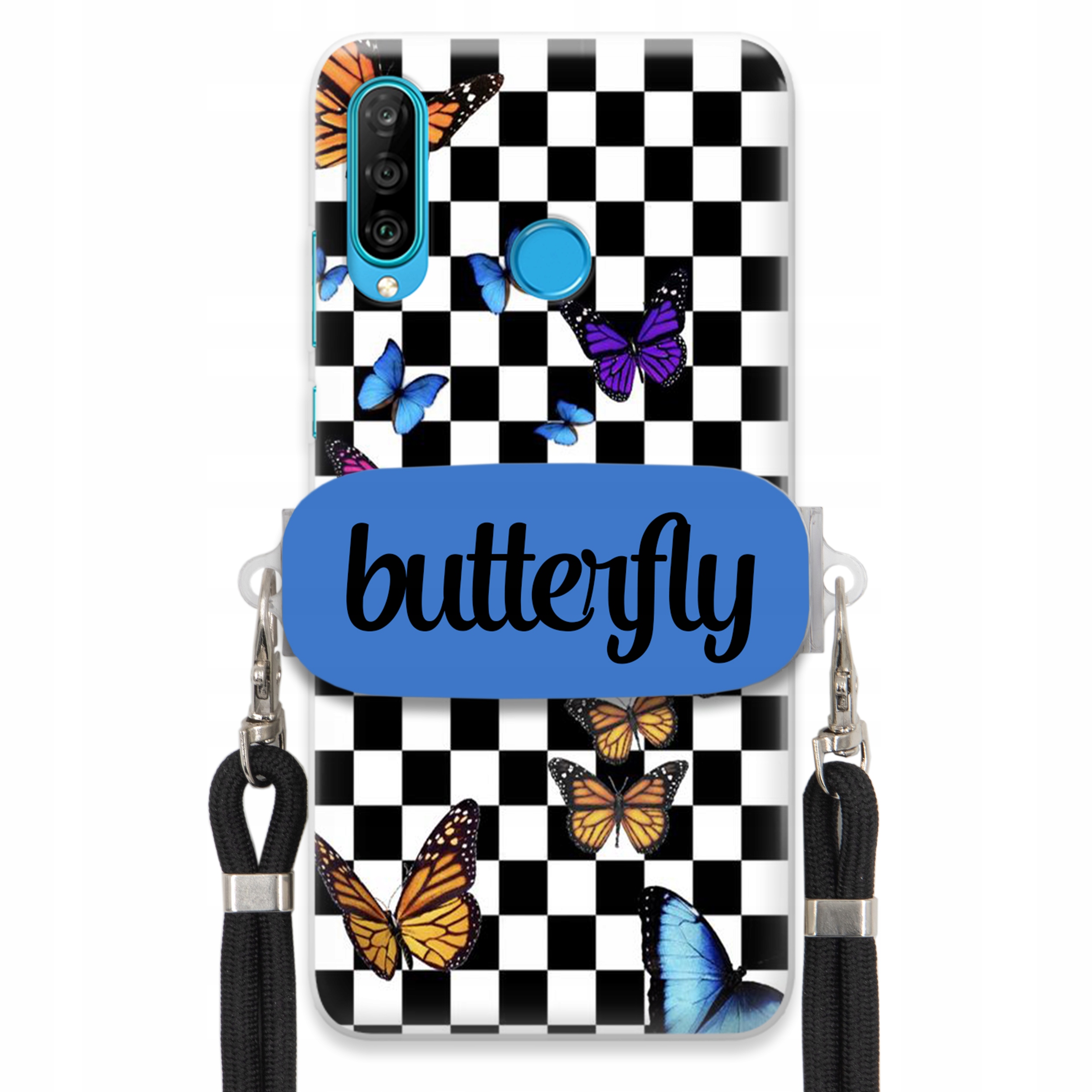 Puzdro Pre Huawei P30 Lite Case, Obdĺžnikový Držiak, Vodítko, Butterfly, Motýle
